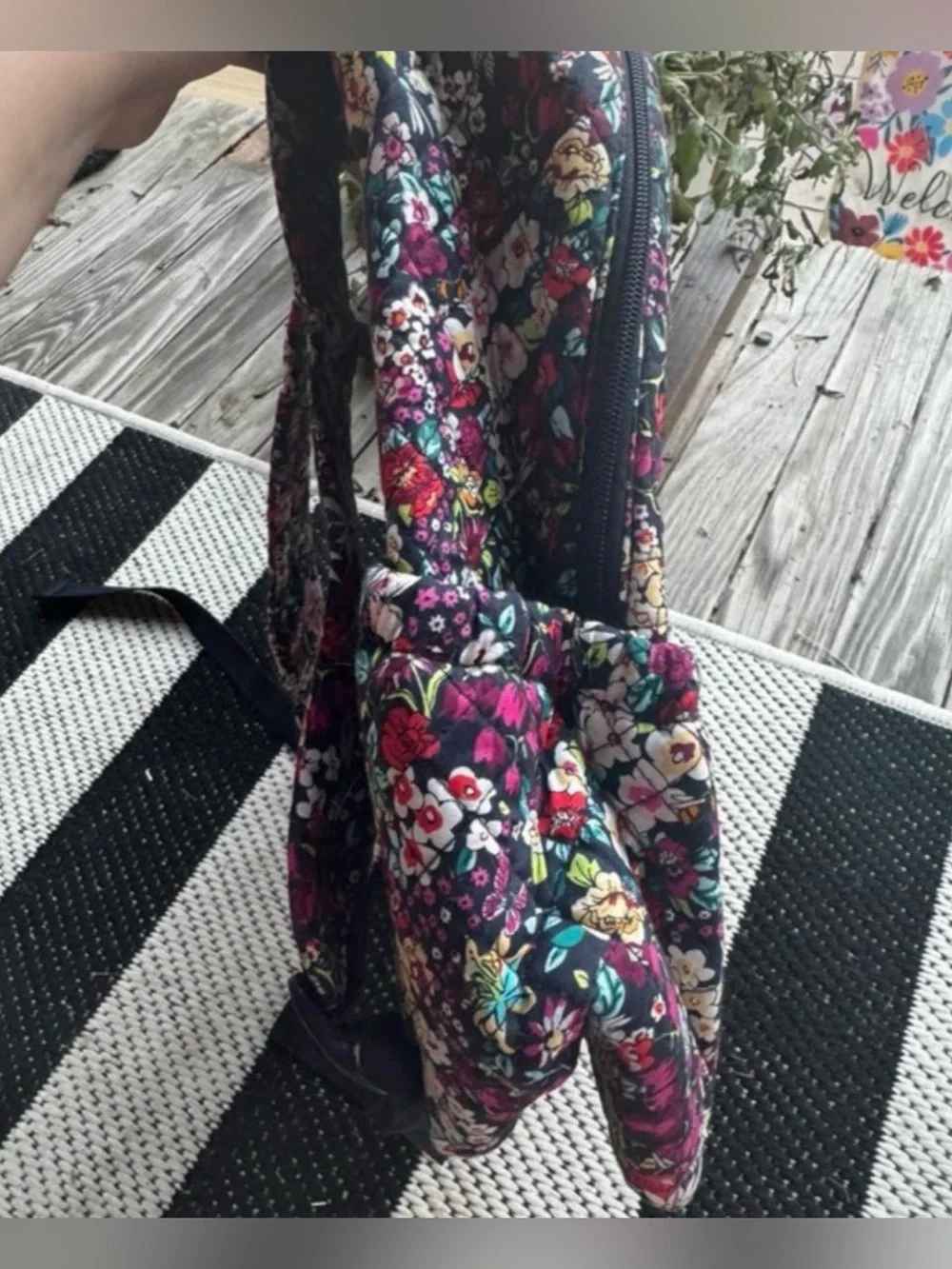 Vera Bradley Navy Multi Floral Quilted Backpack (Previously Embroidered With)